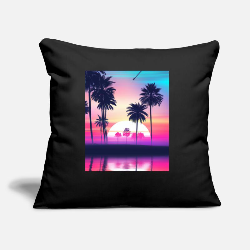 Vaporwave Sun Synthwave Sunset Palms Coussin et housse de 45 x 45 cm