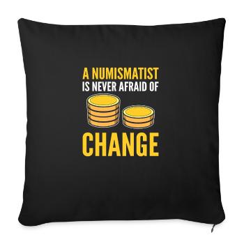 Numismatique. Pour les collectionneurs de pièces. Collecte de pièces de monnaie - Coussin et housse de 45 x 45 cm - noir - Devant