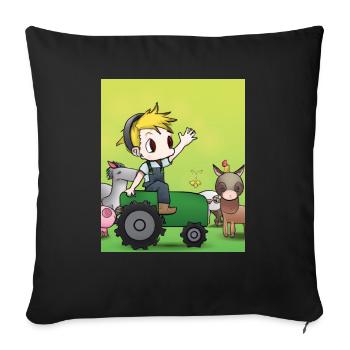 Green Tractor Birthday Anime Farm Animals - Sofa pillow with filling 45cm x 45cm - black - Front