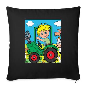 Green Tractor Birthday Farm Animals - Sofa pillow with filling 45cm x 45cm - black - Front