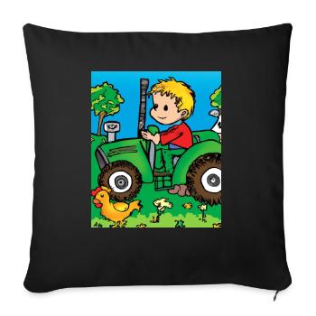 Green Tractor Birthday Farm Animals - Sofa pillow with filling 45cm x 45cm - black - Front