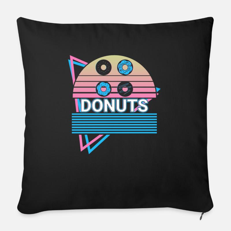 Donuts Retro Donut - Sofakissen mit Füllung 45 x 45 cm - Schwarz
