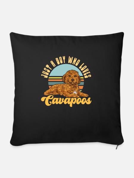 Cavapoo Cavoodle Capoodle Hund - Sofakissen mit Füllung 45 x 45 cm - Schwarz