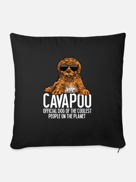 Cavapoo Cavoodle Capoodle Hund - Sofakissen mit Füllung 45 x 45 cm - Schwarz