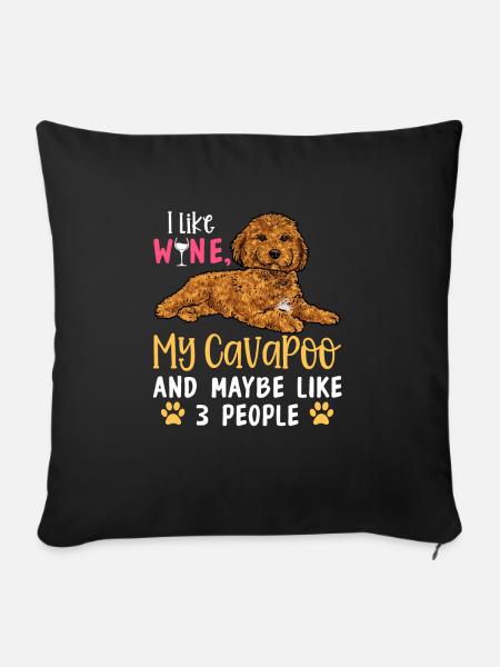 Cavapoo Cavoodle Capoodle Hund - Sofakissen mit Füllung 45 x 45 cm - Schwarz