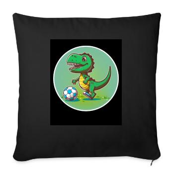 T-Rex Dino Dinosaurier Saurier Sport Fussball Kind - Sofakissen mit Füllung 45 x 45 cm - Schwarz - Vorne