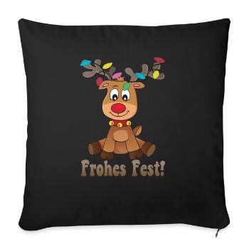 Rentier Frohes Fest - Sofakissen mit Füllung 45 x 45 cm - Schwarz - Vorne