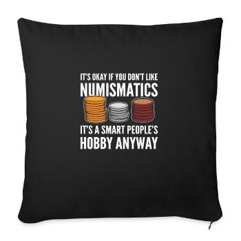 Numismatique. Pour les collectionneurs de pièces. Collecte de pièces de monnaie - Coussin et housse de 45 x 45 cm - noir - Devant