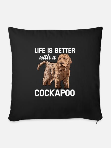 Cockapoo Hund - Sofakissen mit Füllung 45 x 45 cm - Schwarz