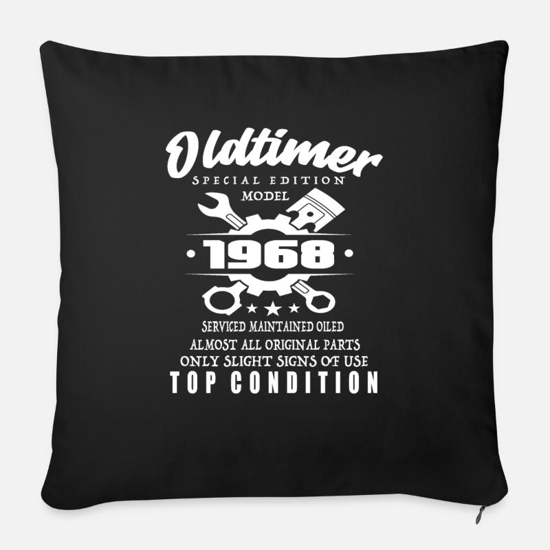 Oldtimer Special Edition Modèle 1968 Anniversaire - Coussin et housse de 45 x 45 cm - noir