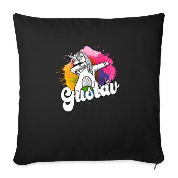 GUSTAV - Schöner Jungen Name mit Coolem Einhorn - Sofakissen mit Füllung 45 x 45 cm - Schwarz - Vorne