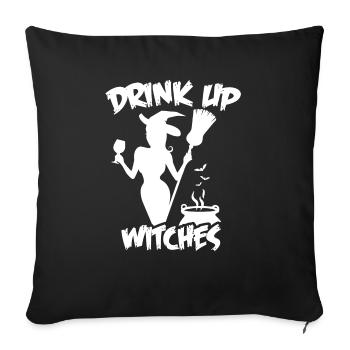 Trinken Sie Hexen lustig Wein trinken Halloween - Sofakissen mit Füllung 45 x 45 cm - Schwarz - Vorne