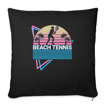 Joueur de tennis de plage Rétro - Coussin et housse de 45 x 45 cm - noir - Devant