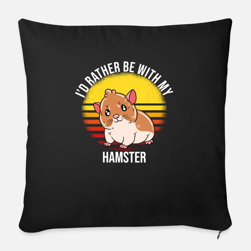 I'd Rather Be With My Hamster - Sofakissen mit Füllung 45 x 45 cm - Schwarz