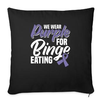 Nous portons du violet pour l’hyperphagie boulimique - Coussin et housse de 45 x 45 cm - noir - Devant