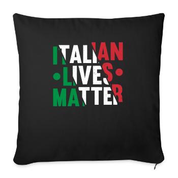 Art amusant du drapeau italien avec texte - Coussin et housse de 45 x 45 cm - noir - Devant
