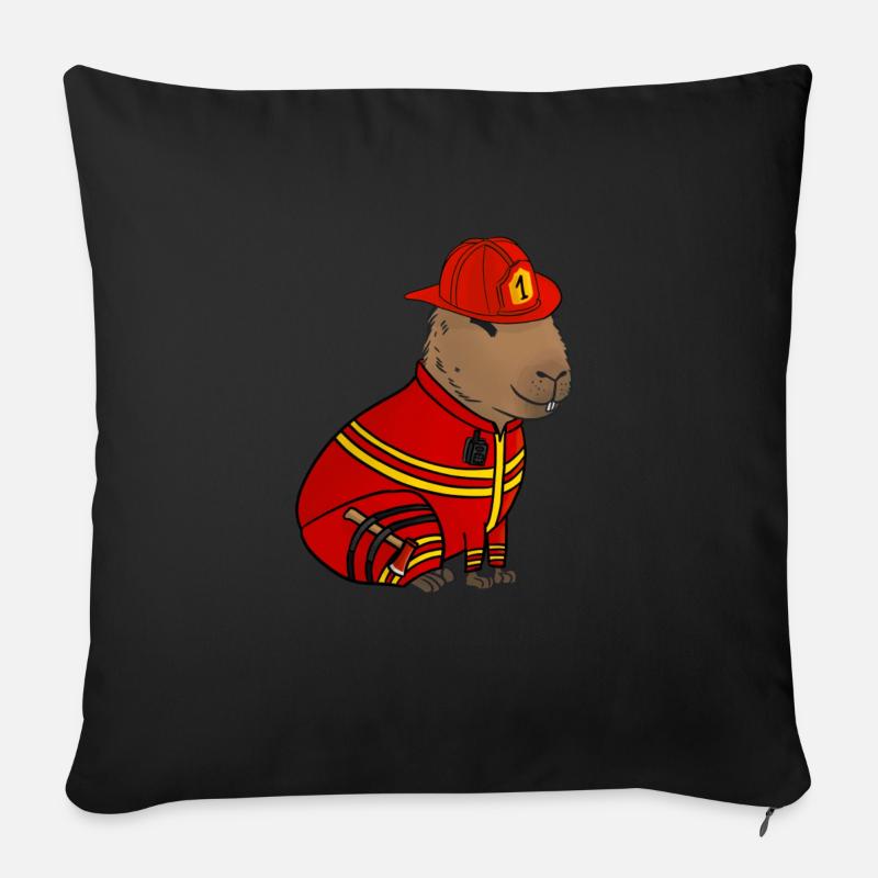 Pompier Pompiers Capybara - Coussin et housse de 45 x 45 cm - noir
