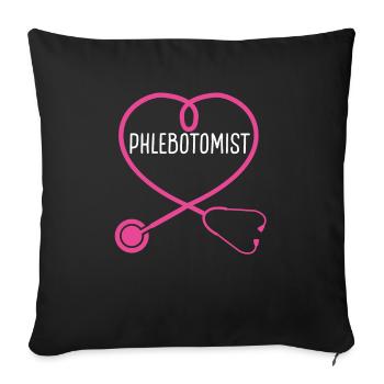 Phlébotomiste Stéthoscope Appréciation Coeur - Coussin et housse de 45 x 45 cm - noir - Devant