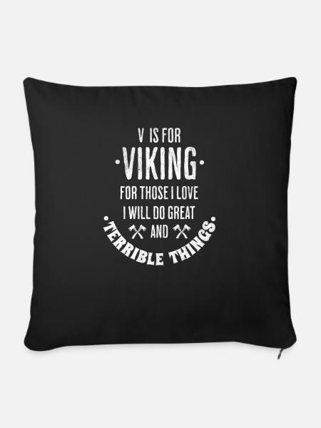 Wikinger Geschenk Spruch Nordmann - Sofakissen mit Füllung 45 x 45 cm - Schwarz