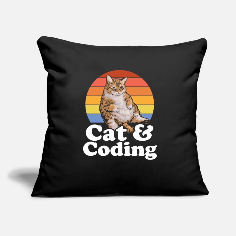 Cats And Coding Funny Coder Cat Lover Programming Sofakissen mit Füllung 45 x 45 cm