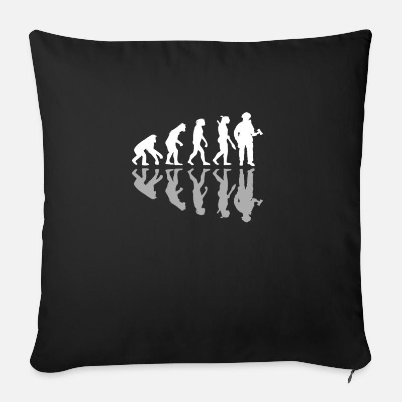 Drôle de pompier de l’évolution humaine Pompier - Coussin et housse de 45 x 45 cm - noir