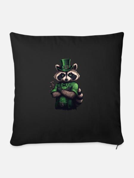 Raccoon St. Patty - Sofakissen mit Füllung 45 x 45 cm - Schwarz