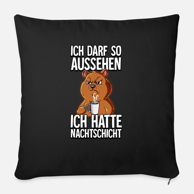 Ich Hatte Nachtschicht Kaffee Quokka - Sofakissen mit Füllung 45 x 45 cm - Schwarz