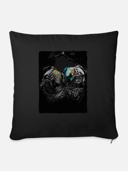Mops Portrait - Sofakissen mit Füllung 45 x 45 cm - Schwarz