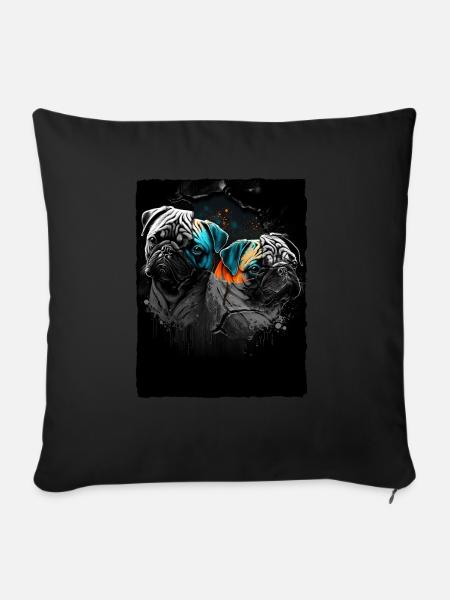 Mops Portrait - Sofakissen mit Füllung 45 x 45 cm - Schwarz