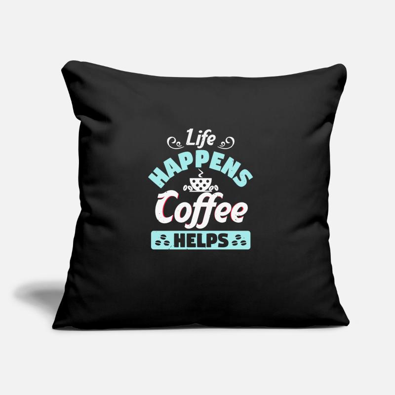 DAS LEBEN PASSIERT KAFFEE HILFT Sofakissen mit Füllung 45 x 45 cm