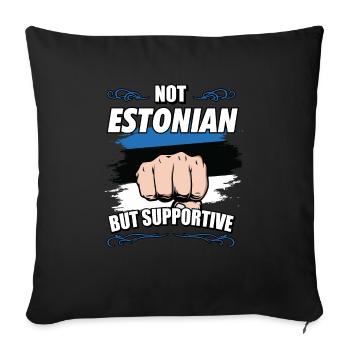 Pas estonien mais un touriste de voyage de soutien - Coussin et housse de 45 x 45 cm - noir - Devant