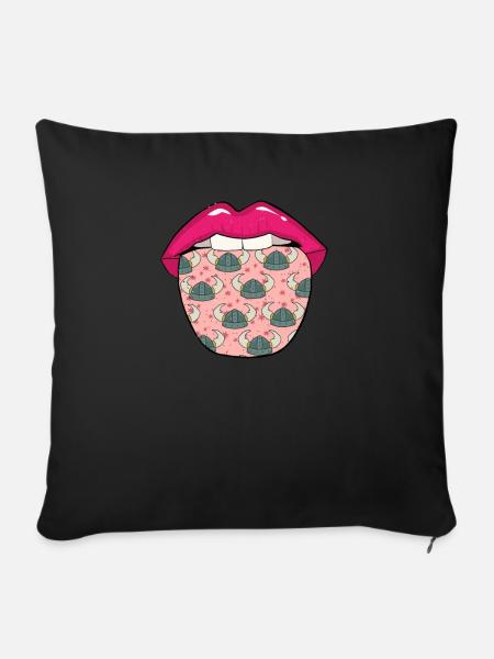 Wikinger Lippen - Sofakissen mit Füllung 45 x 45 cm - Schwarz
