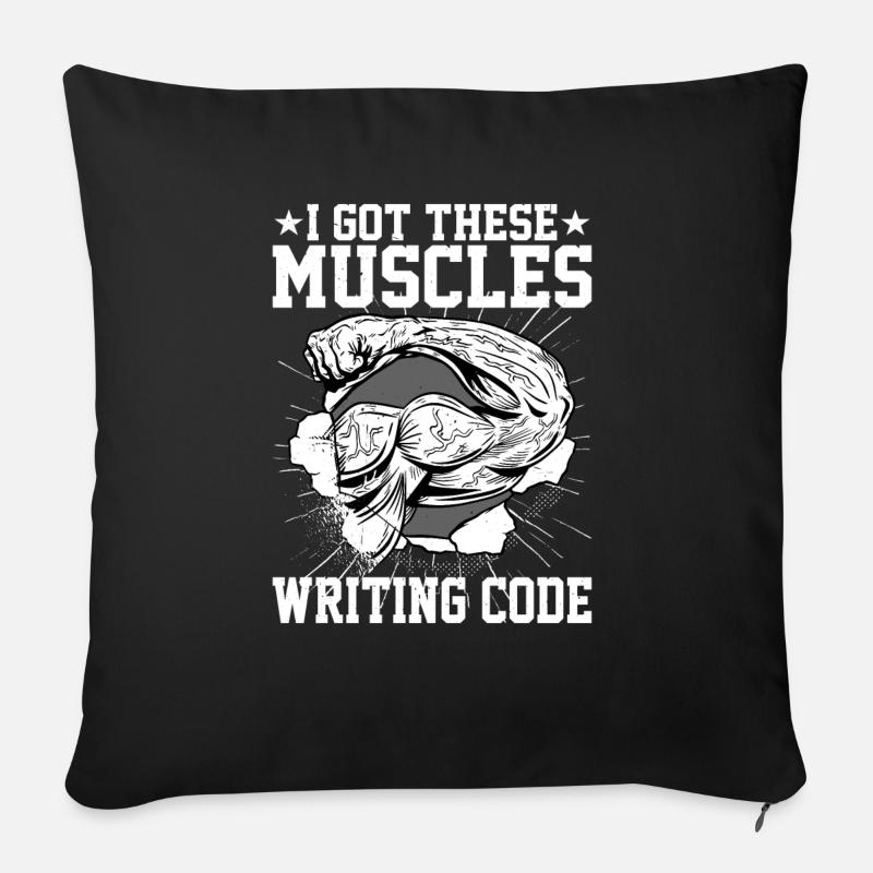 J’ai ces muscles qui écrivent le code 5 - Coussin et housse de 45 x 45 cm - noir