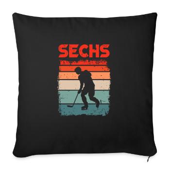 6. Geburtstag Hockey 6 Jahre Alt Eishockey - Sofakissen mit Füllung 45 x 45 cm - Schwarz - Vorne