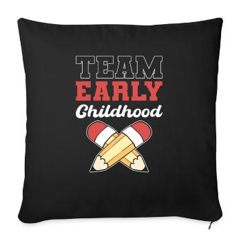 Équipe de la petite enfance. Enseignante de maternelle pour - Coussin et housse de 45 x 45 cm - noir - Devant