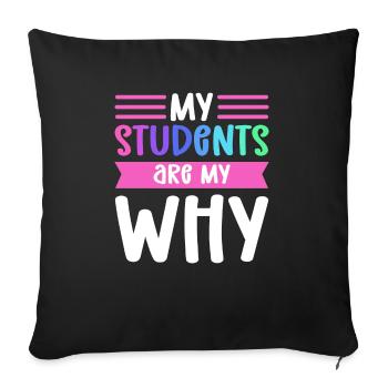 Mes étudiants sont mon pourquoi. Tôt - Coussin et housse de 45 x 45 cm - noir - Devant