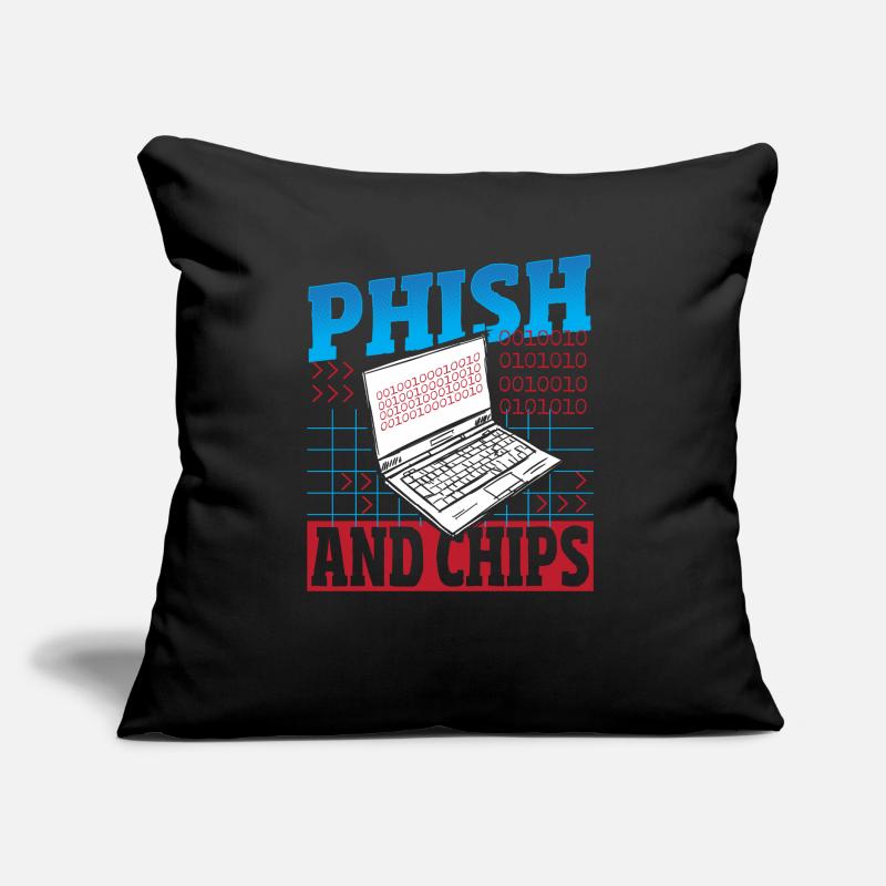 Phish and Chips Hacker Hacking Internet Network Coussin et housse de 45 x 45 cm