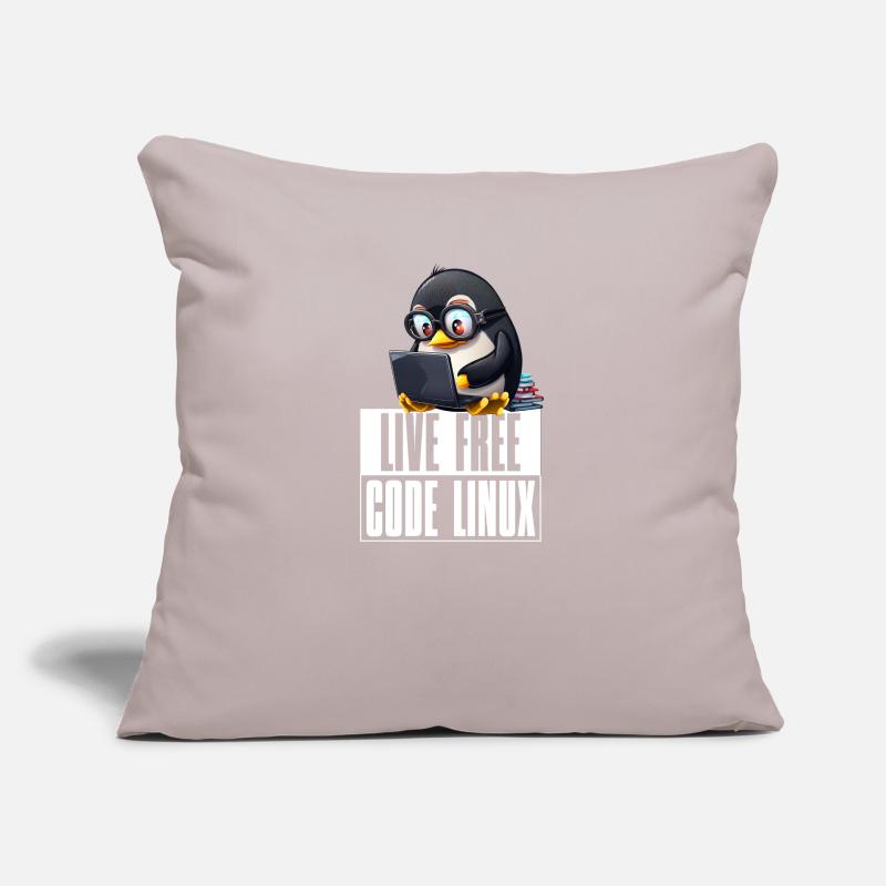 Live Free Code Linux Nerd Tux Nerdy Penguin Coding Sofakissen mit Füllung 45 x 45 cm