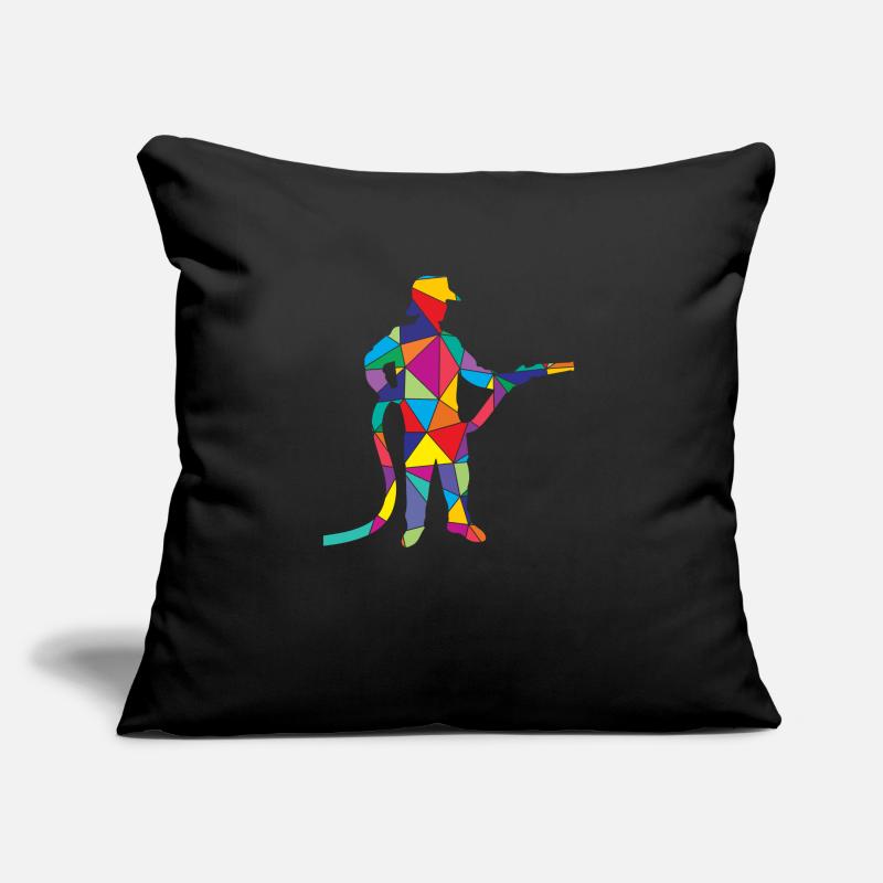 Low Poly Feuerwehrmann Poly Firefighter Coussin et housse de 45 x 45 cm