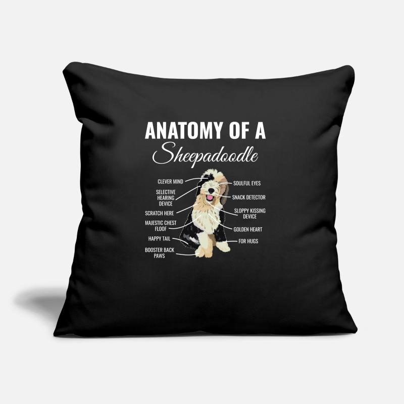 Sheepadoodle Doodle Dog Coussin et housse de 45 x 45 cm