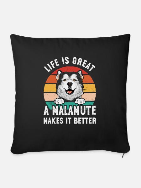 Alaskan Malamute Hund - Sofakissen mit Füllung 45 x 45 cm - Schwarz