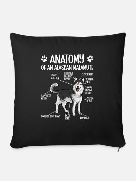 Alaskan Malamute Hund - Sofakissen mit Füllung 45 x 45 cm - Schwarz