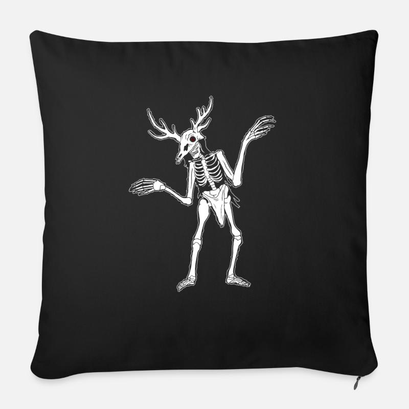Cryptidcore Aesthetic Skeleton Wendigo - Sofakissen mit Füllung 45 x 45 cm - Schwarz