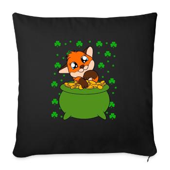 Mignon trèfle renard Saint-Patrick - Coussin et housse de 45 x 45 cm - noir - Devant