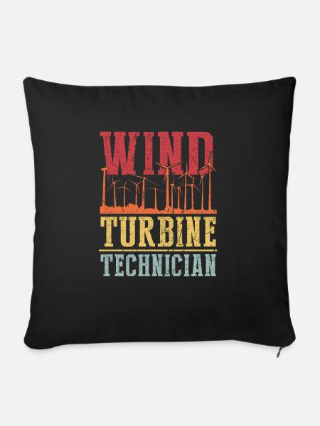 Wind Turbine Technician Shirt Geschenk - Sofakissen mit Füllung 45 x 45 cm - Schwarz
