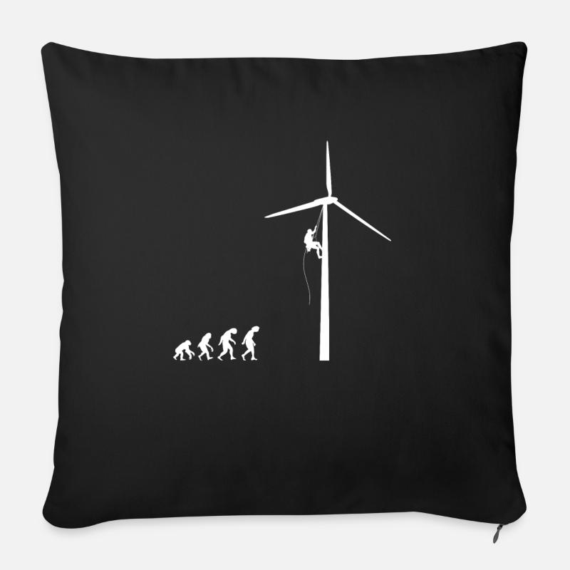 Evolution Windrad Windenergie Shirt Geschenk - Sofakissen mit Füllung 45 x 45 cm - Schwarz