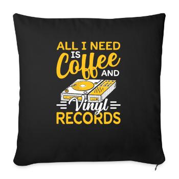Disques vinyles Collection Musicien Vinyle - Coussin et housse de 45 x 45 cm - noir - Devant