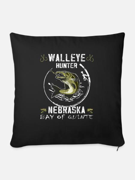 Nebraska Fischerei - Zanderjäger - Sofakissen mit Füllung 45 x 45 cm - Schwarz