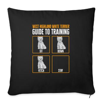 West Highland White Terrier Westie - Sofa pillow with filling 45cm x 45cm - black - Front