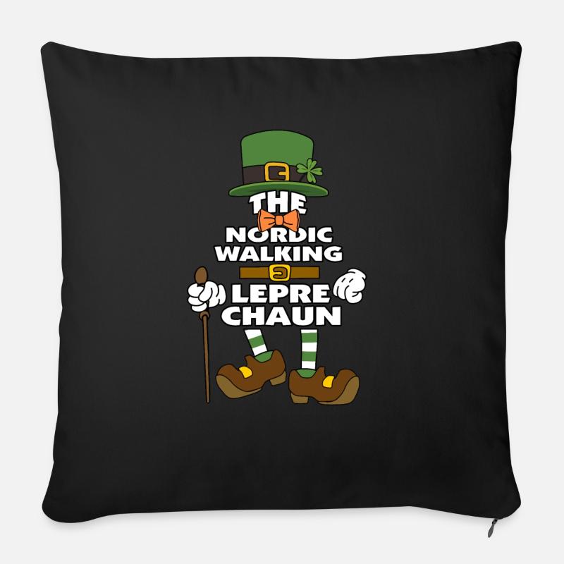 The Nordic Walking Leprechaun St Patrick's Day - Sofakissen mit Füllung 45 x 45 cm - Schwarz